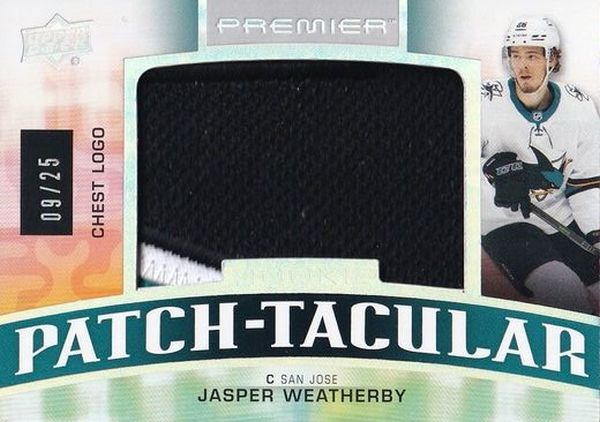 patch RC karta JASPER WEATHERBY 21-22 UD Premier Patch-Tacular Rookie /25